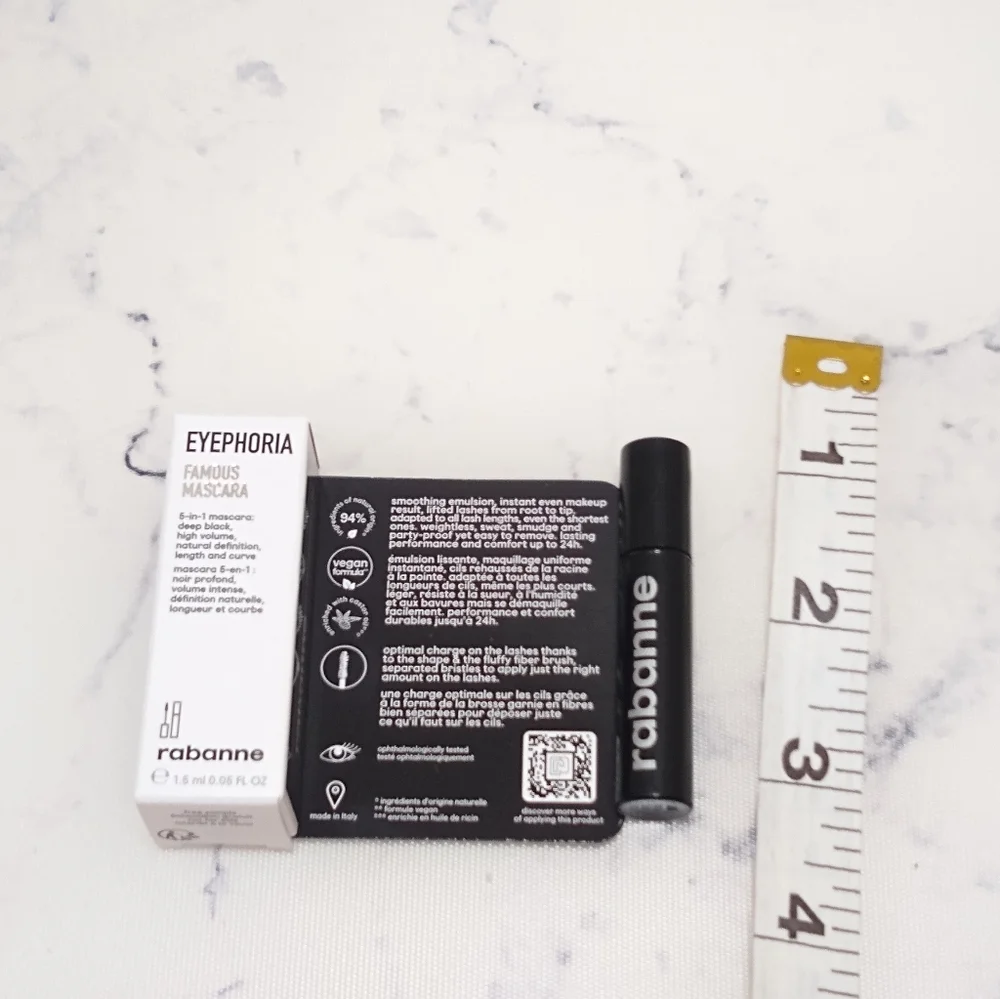 RABANNE Eyephoria Famous Mascara DEEP BLACK Mini Travel Sz .05oz/1.5ml